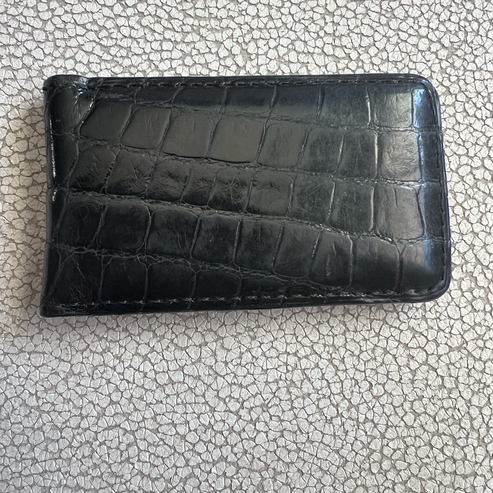Neiman Marcus Black Leather Money Clip